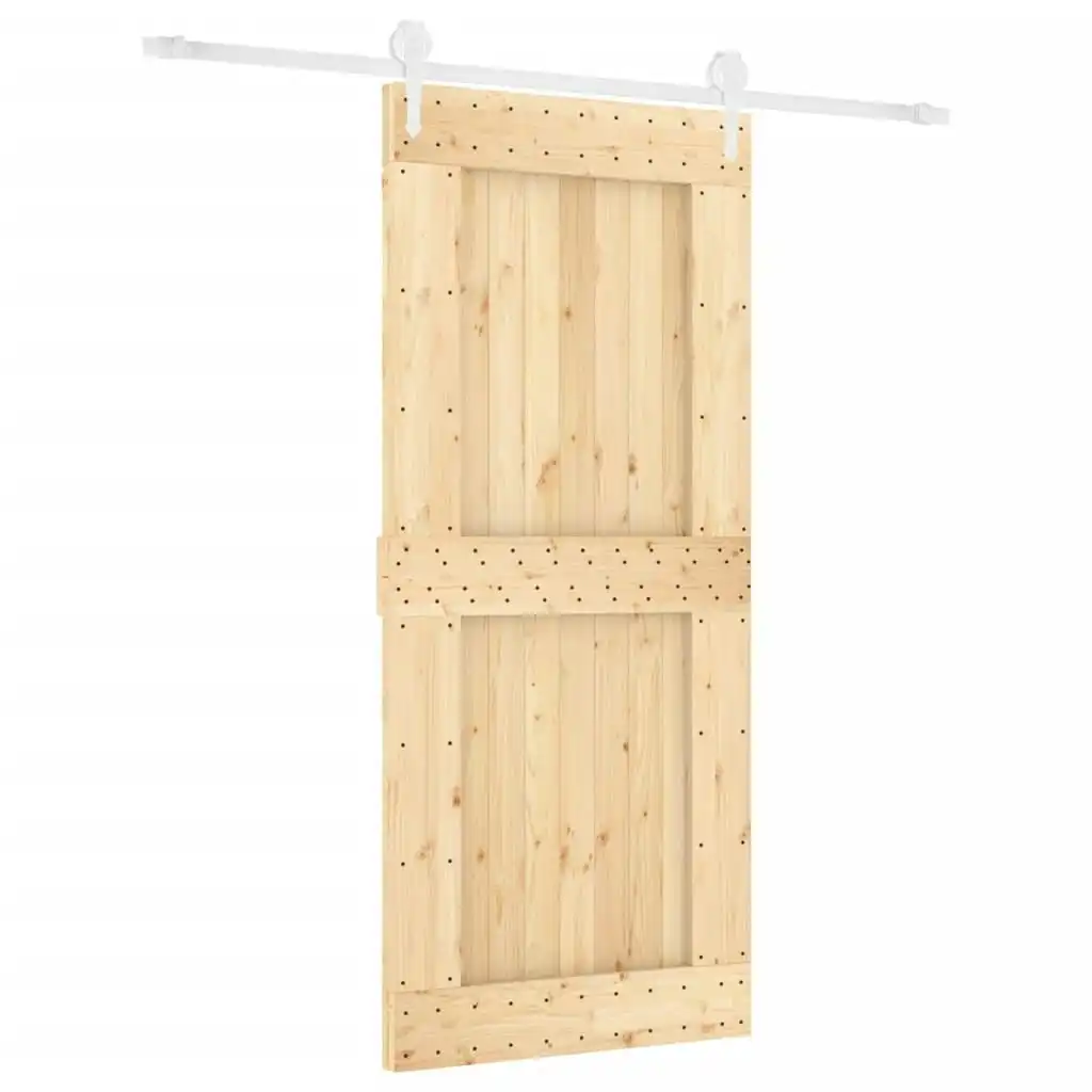 Sliding Door with Hardware Set 90x210 cm Solid Wood Pine 3203263