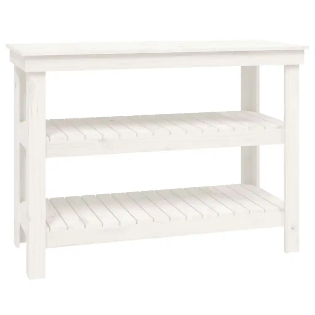 Work Bench White 110.5x50x80 cm Solid Wood Pine 823645