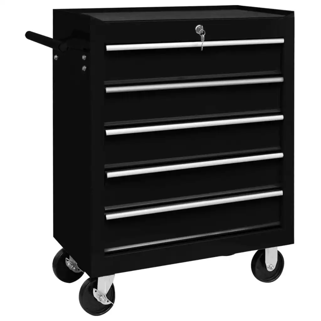 Workshop Tool Trolley with 5 Drawers Black 147172