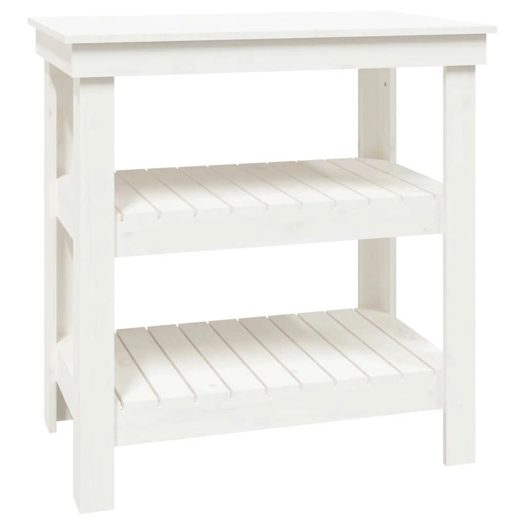 Work Bench White 78.5x50x80 cm Solid Wood Pine 823640