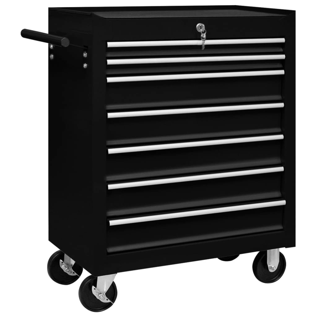 Workshop Tool Trolley with 7 Drawers Black 147174