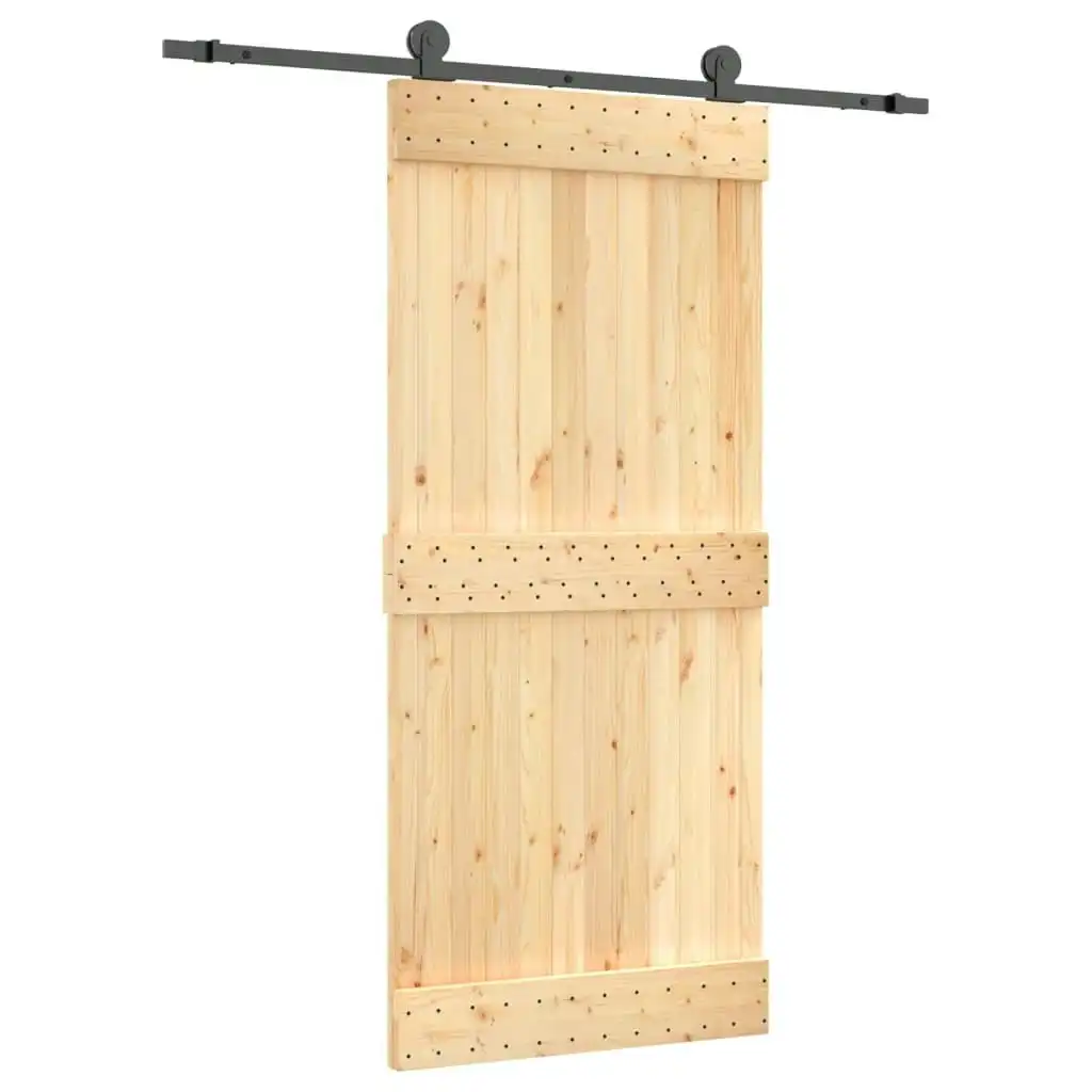 Sliding Door with Hardware Set 90x210 cm Solid Wood Pine 3203049