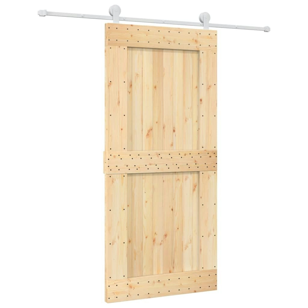 Sliding Door with Hardware Set 95x210 cm Solid Wood Pine 3203114