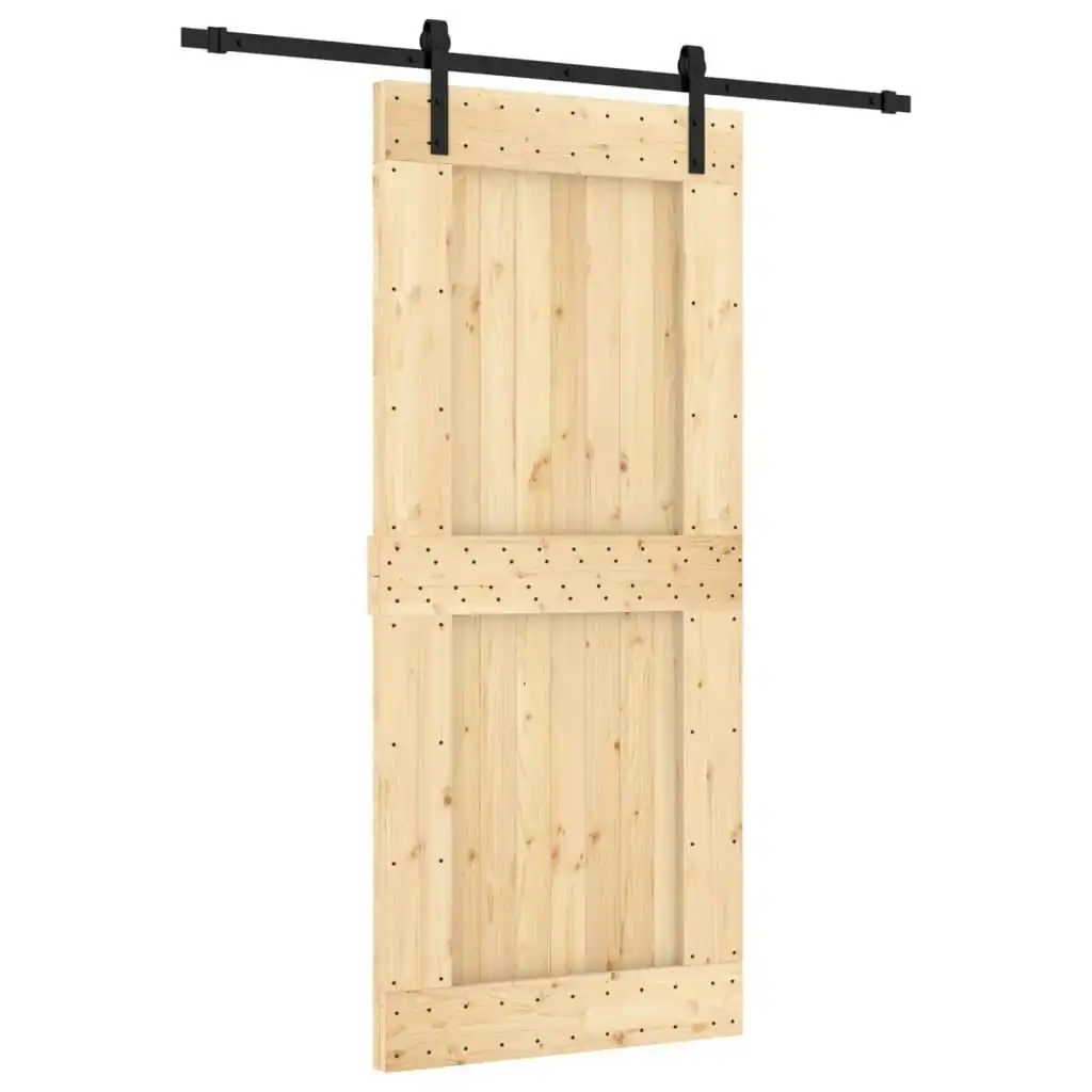 Sliding Door with Hardware Set 90x210 cm Solid Wood Pine 3202978