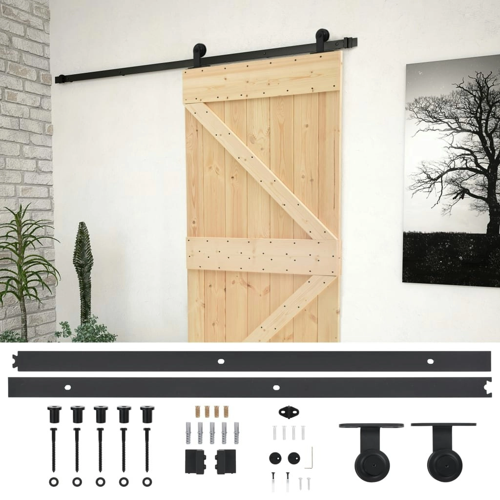 Sliding Door with Hardware Set 90x210 cm Solid Pine Wood 3057498