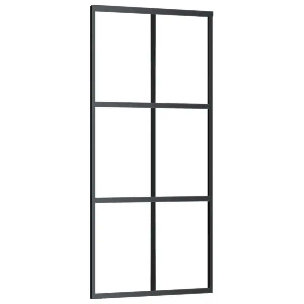 Sliding Door ESG Glass and Aluminium 90x205 cm Black 151012