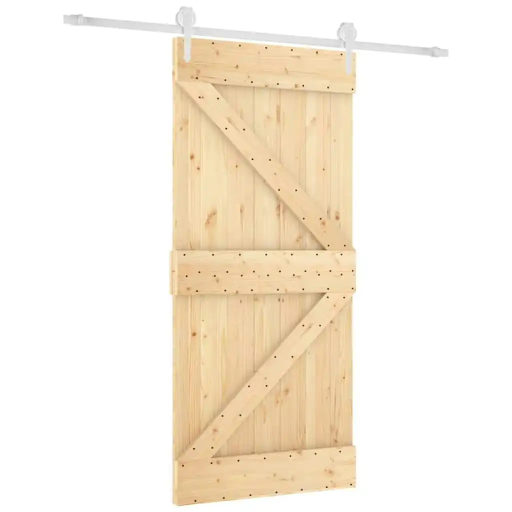 Sliding Door with Hardware Set 95x210 cm Solid Wood Pine 3203250