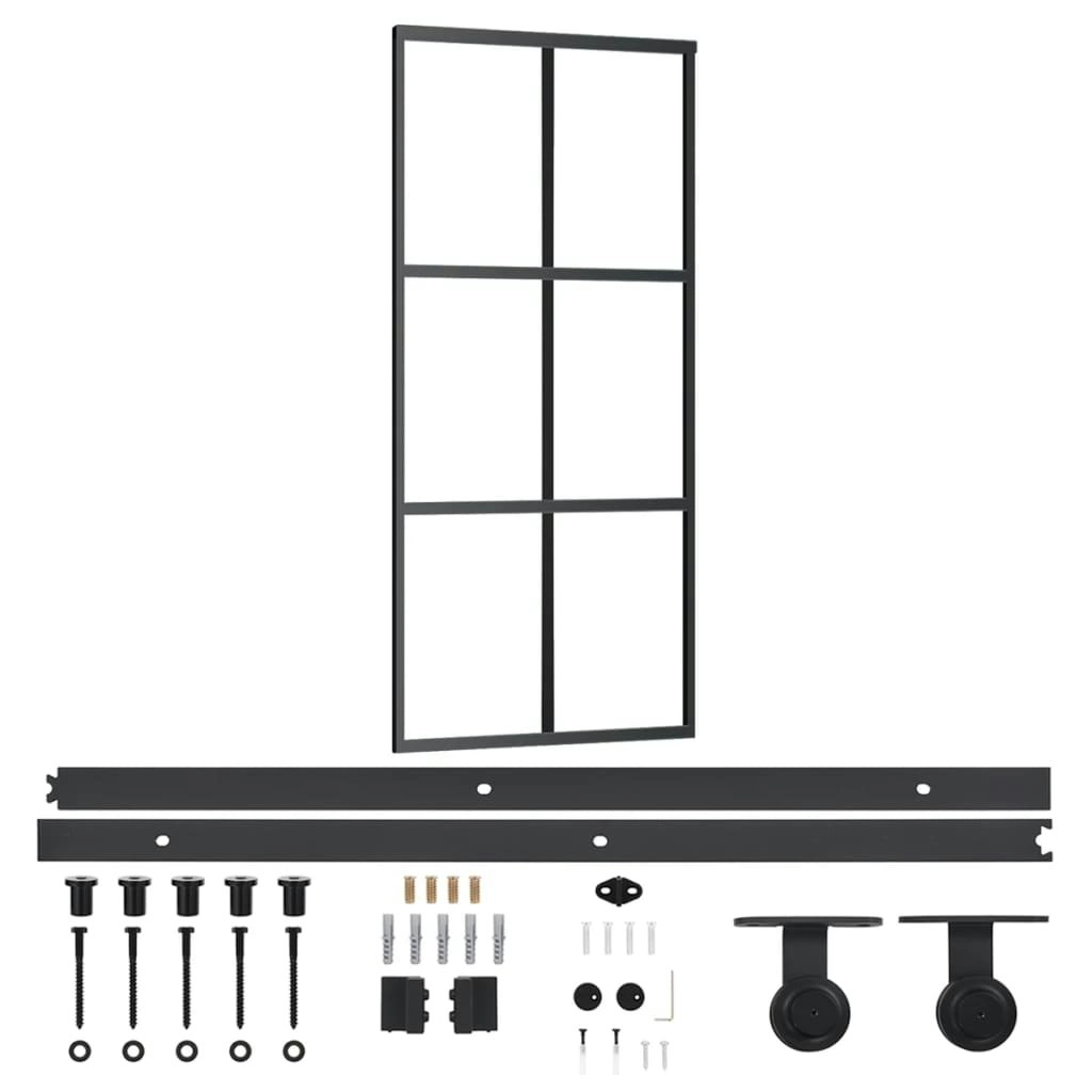 Sliding Door with Hardware Set ESG Glass&Aluminium 90x205 cm 3081946