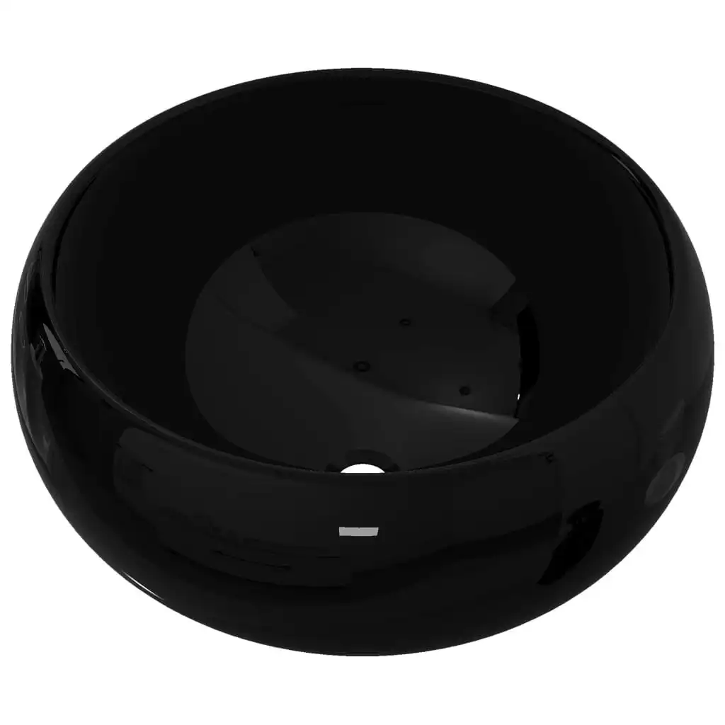 Basin Ceramic Round Black 40x15 cm 142735