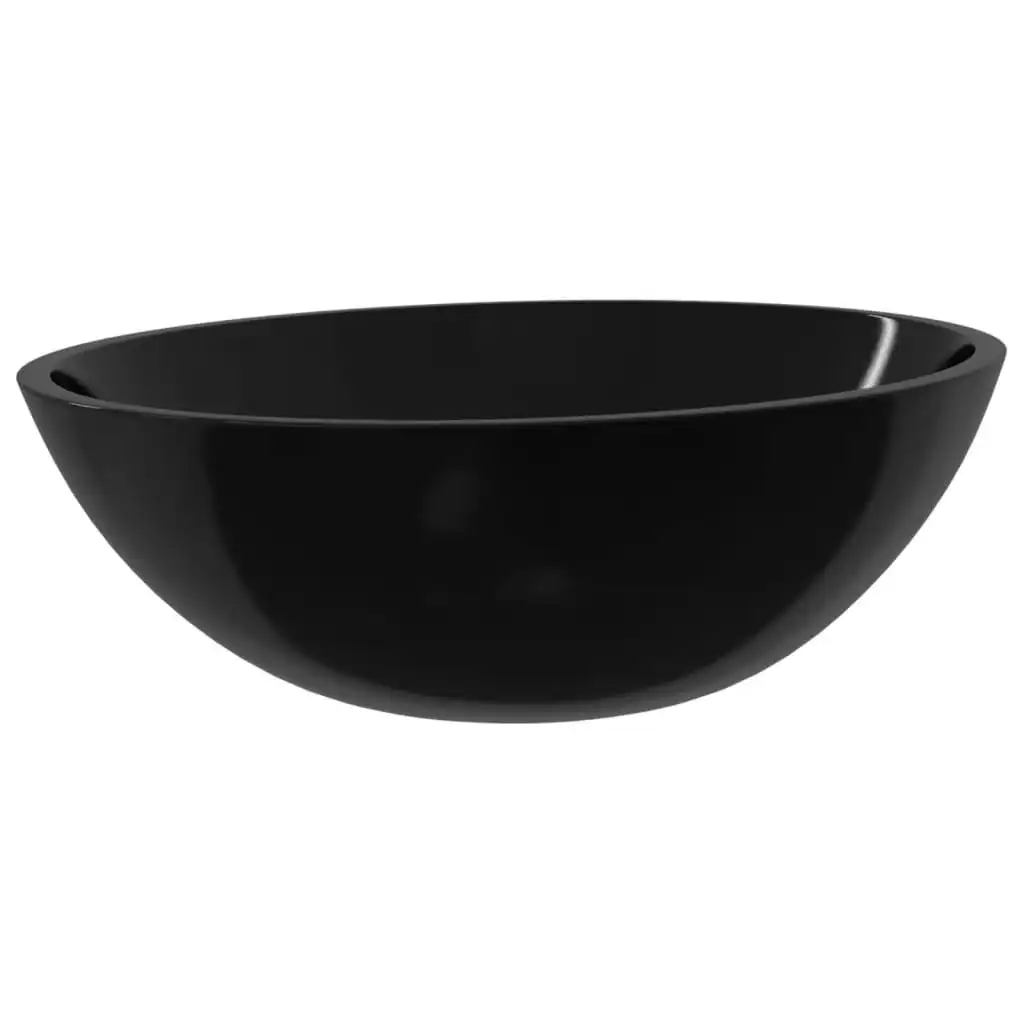 Basin Glass 50x37x14 cm Black 345249