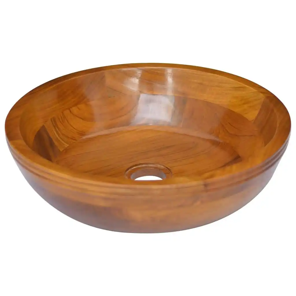 Basin Solid Teak Wood Î¦40x10 cm 326160