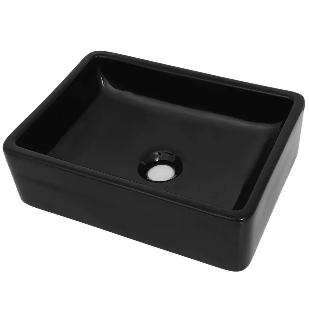 Basin Ceramic Rectangular Black 41x30x12 cm 142734