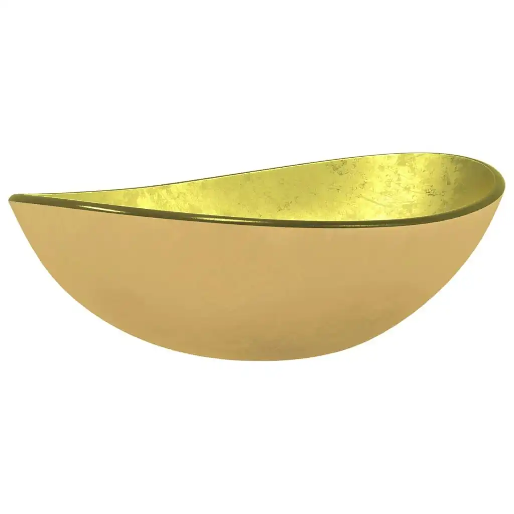 Basin Tempered Glass 54.5x35x15.5 cm Gold 345262