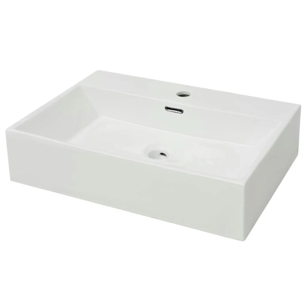 Basin with Faucet Hole Ceramic White 60.5x42.5x14.5 cm 142347