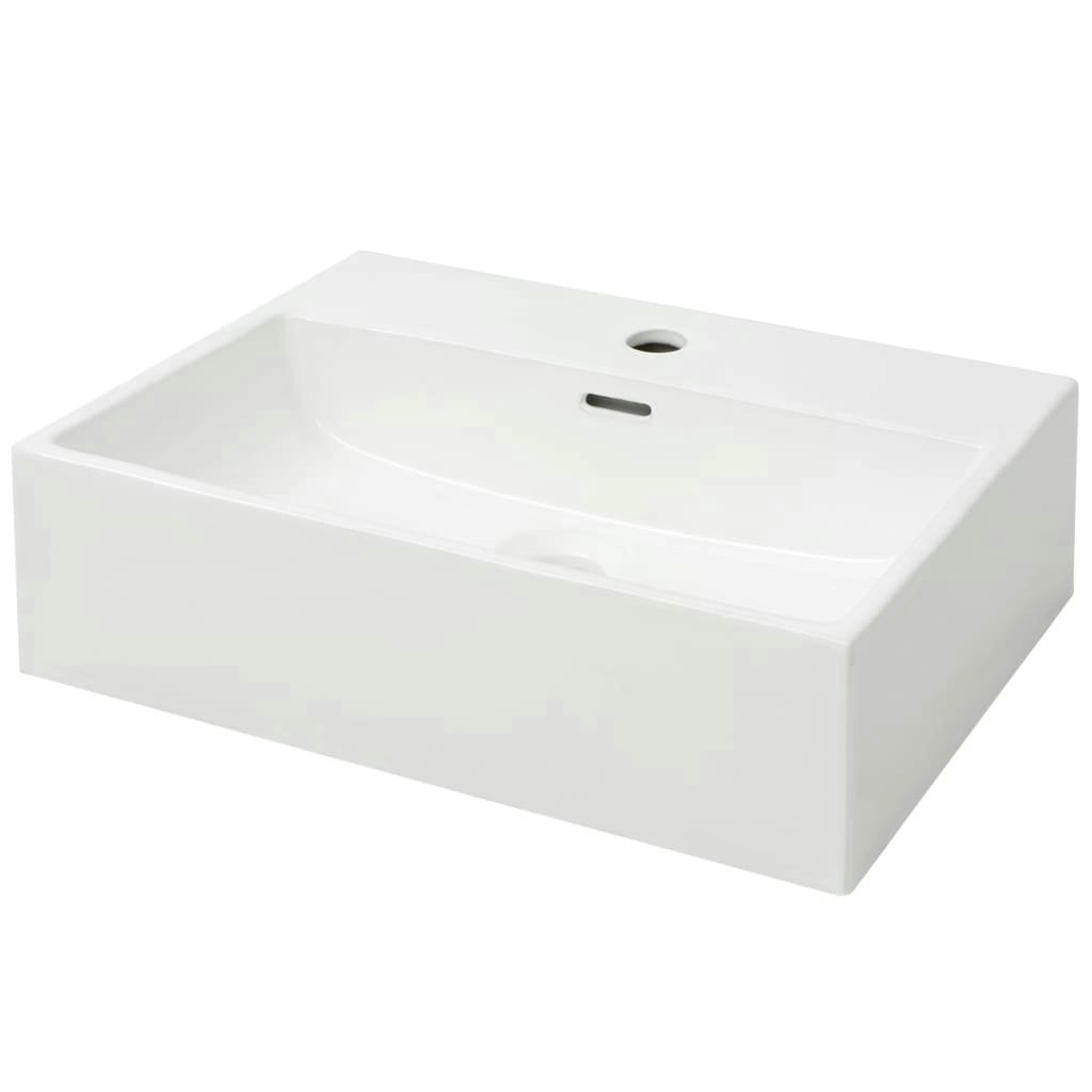 Basin with Faucet Hole Ceramic White 51.5x38.5x15 cm 142346