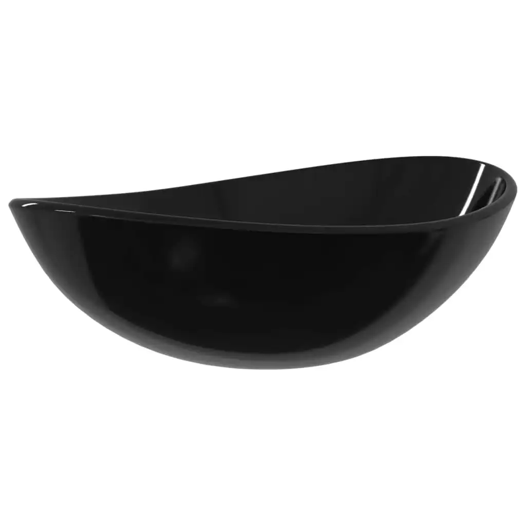 Basin Tempered Glass 54.5x35x15.5 cm Black 345250