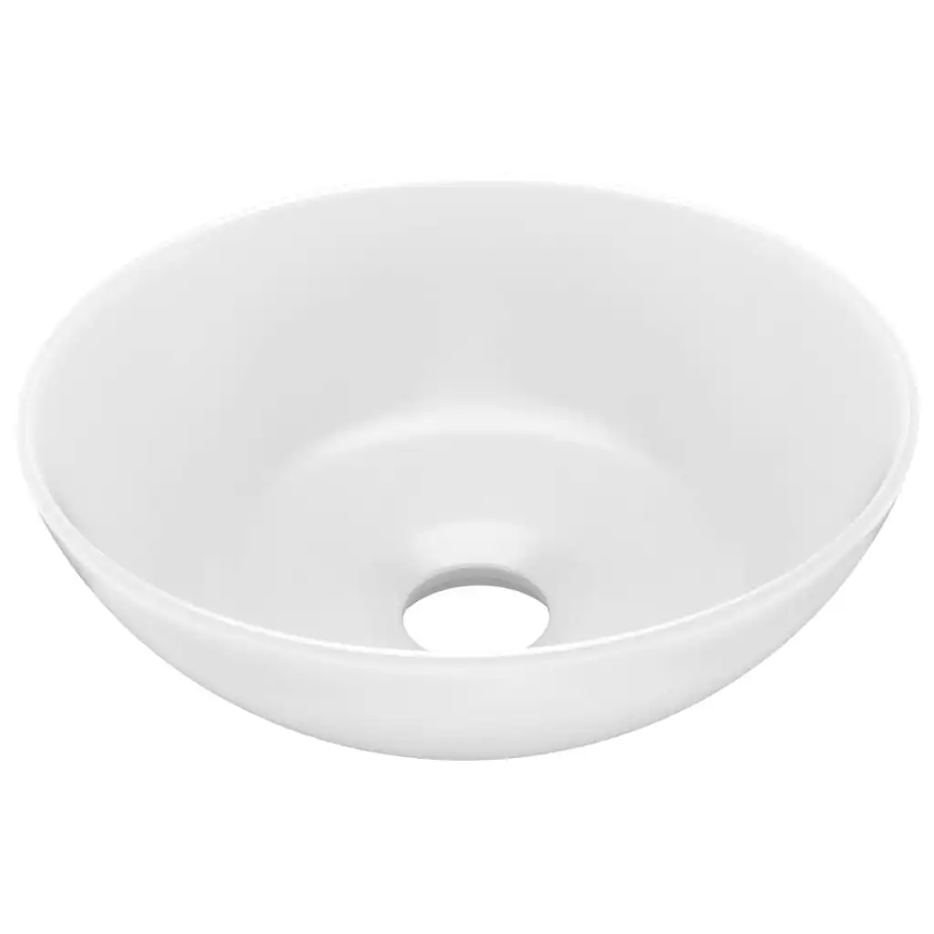 Bathroom Sink Ceramic Matt White Round 146976