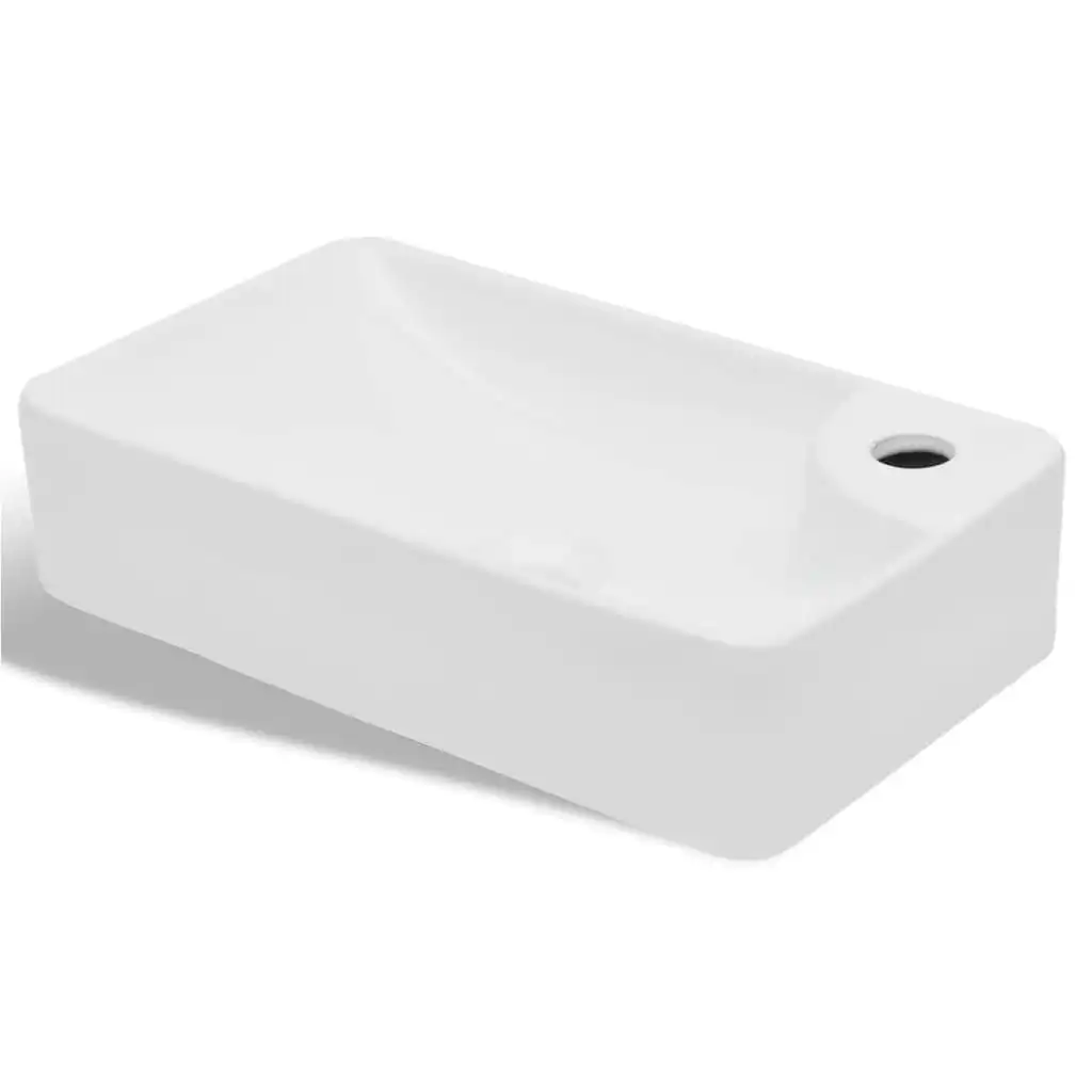 Ceramic Bathroom Sink Basin with Faucet Hole White 141934