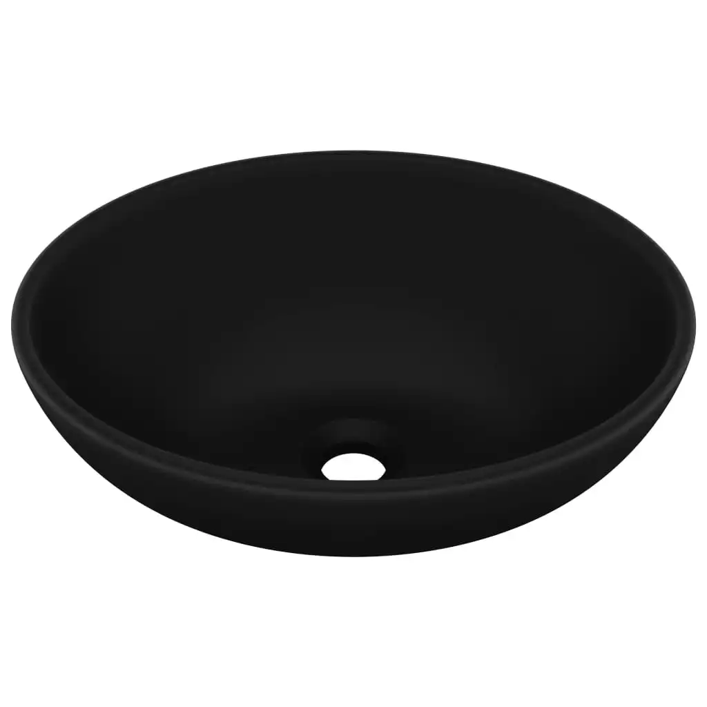 Luxury Basin Oval-shaped Matt Black 40x33 cm Ceramic 146931