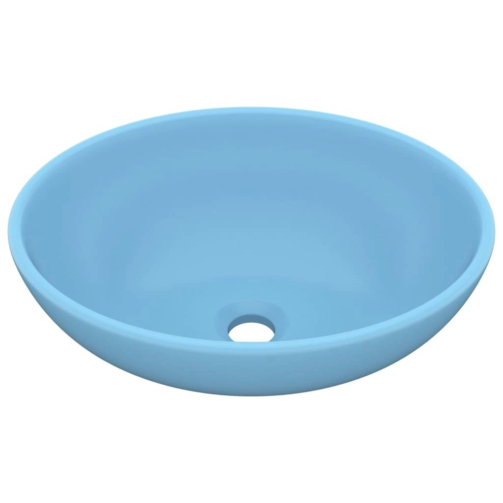 Luxury Basin Oval-shaped Matt Light Blue 40x33 cm Ceramic 146923