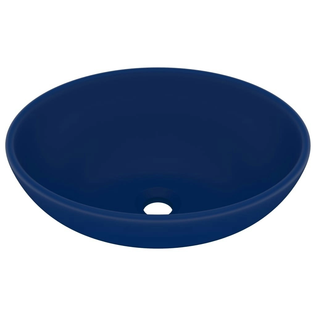 Luxury Basin Oval-shaped Matt Dark Blue 40x33 cm Ceramic 146924