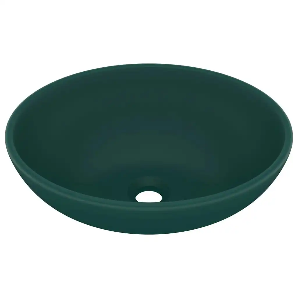 Luxury Basin Oval-shaped Matt Dark Green 40x33 cm Ceramic 146926