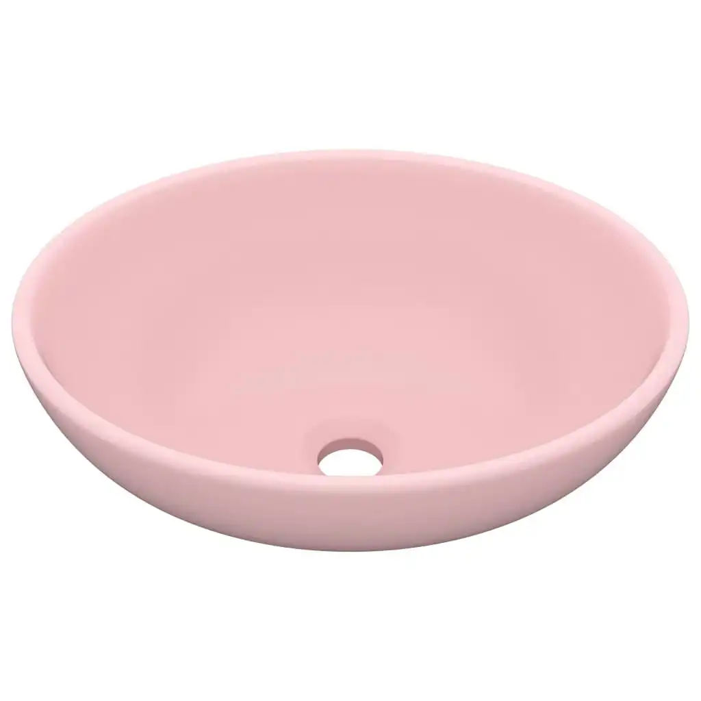 Luxury Basin Oval-shaped Matt Pink 40x33 cm Ceramic 146922