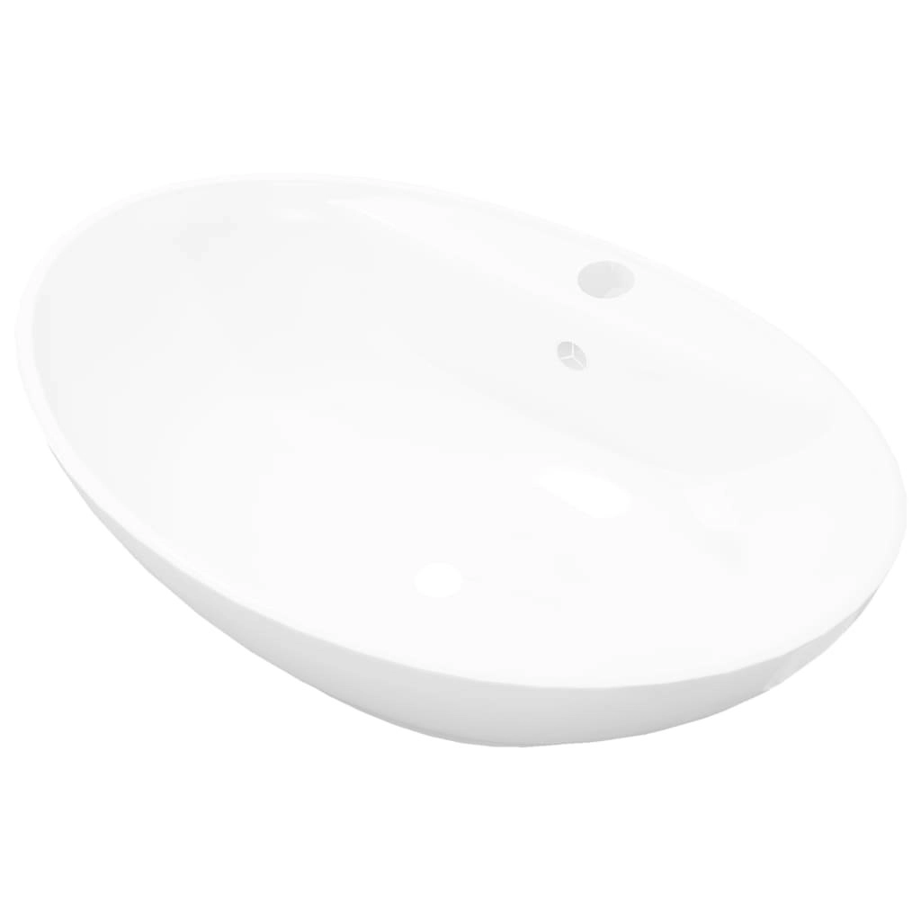 Luxury Ceramic Basin Oval with Overflow and Faucet Hole 140678