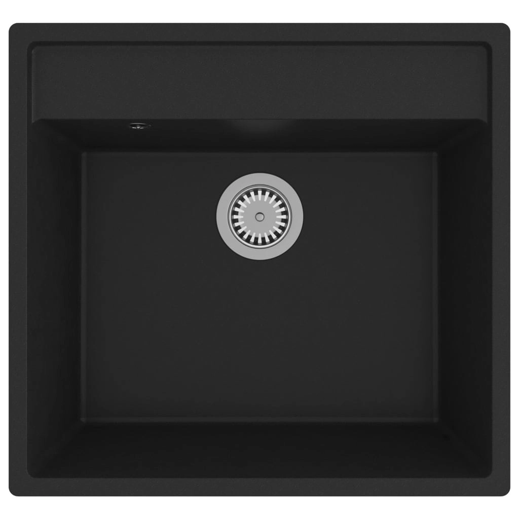 Kitchen Sink with Overflow Hole Black Granite 150997