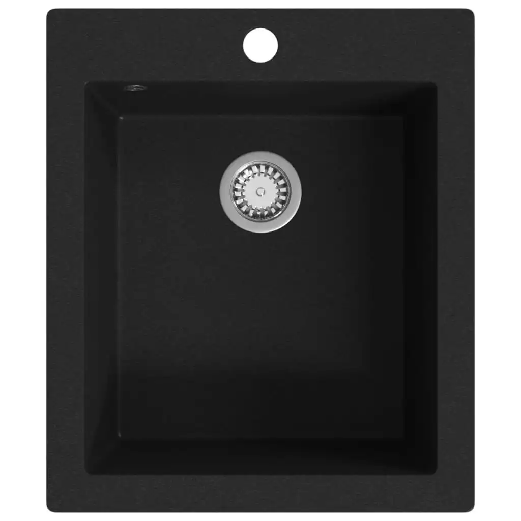 Overmount Kitchen Sink Single Basin Granite Black 145515