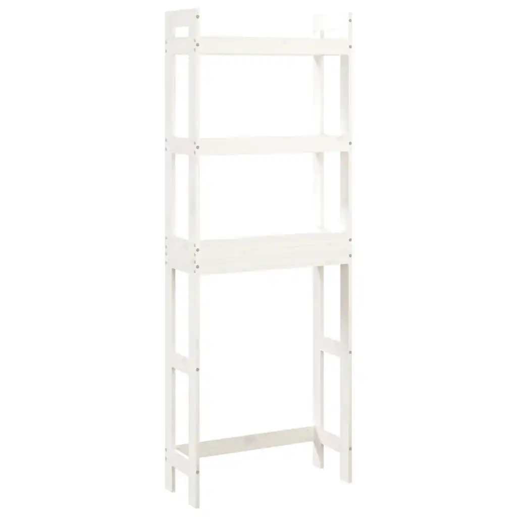 Toilet Rack White 63x26x171 cm Solid Wood Pine 824659