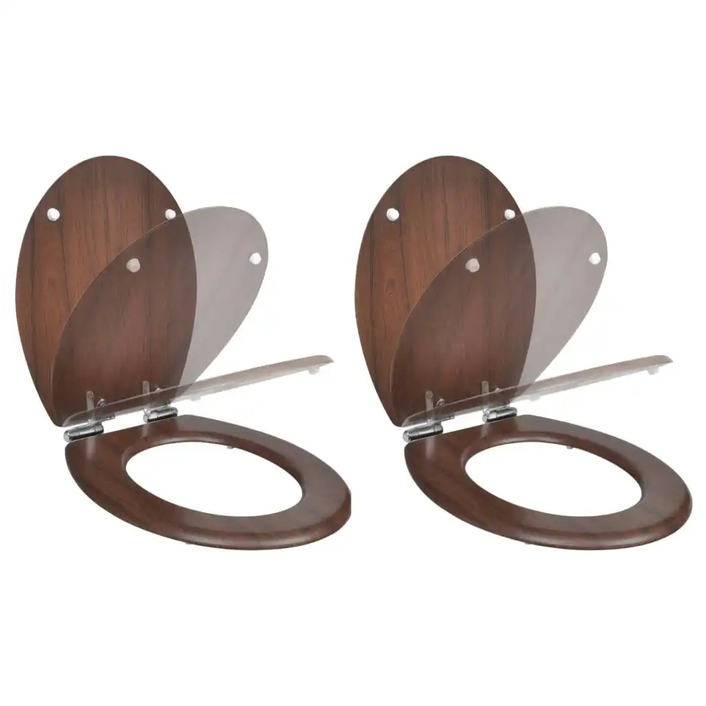 Toilet Seats with Soft Close Lids 2 pcs MDF Brown 275906