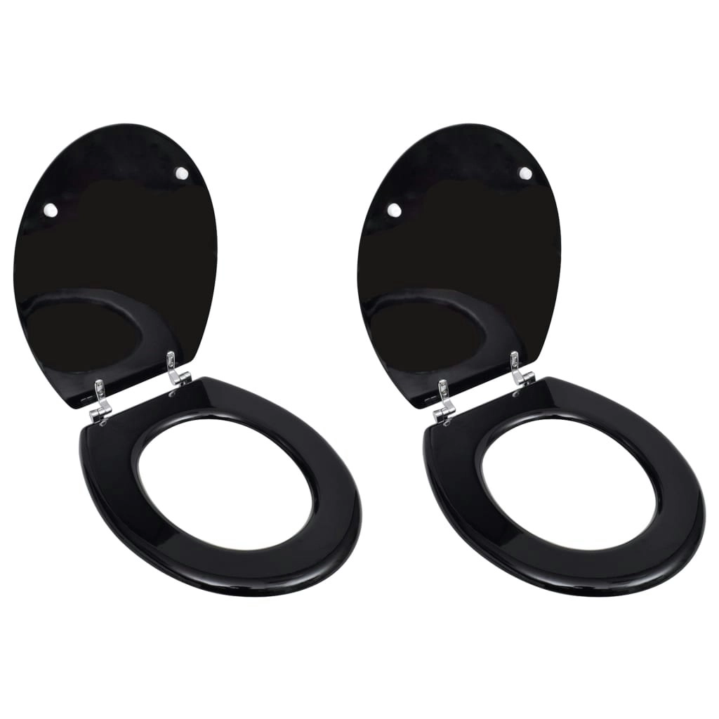 Toilet Seats with Lids 2 pcs MDF Black 275908