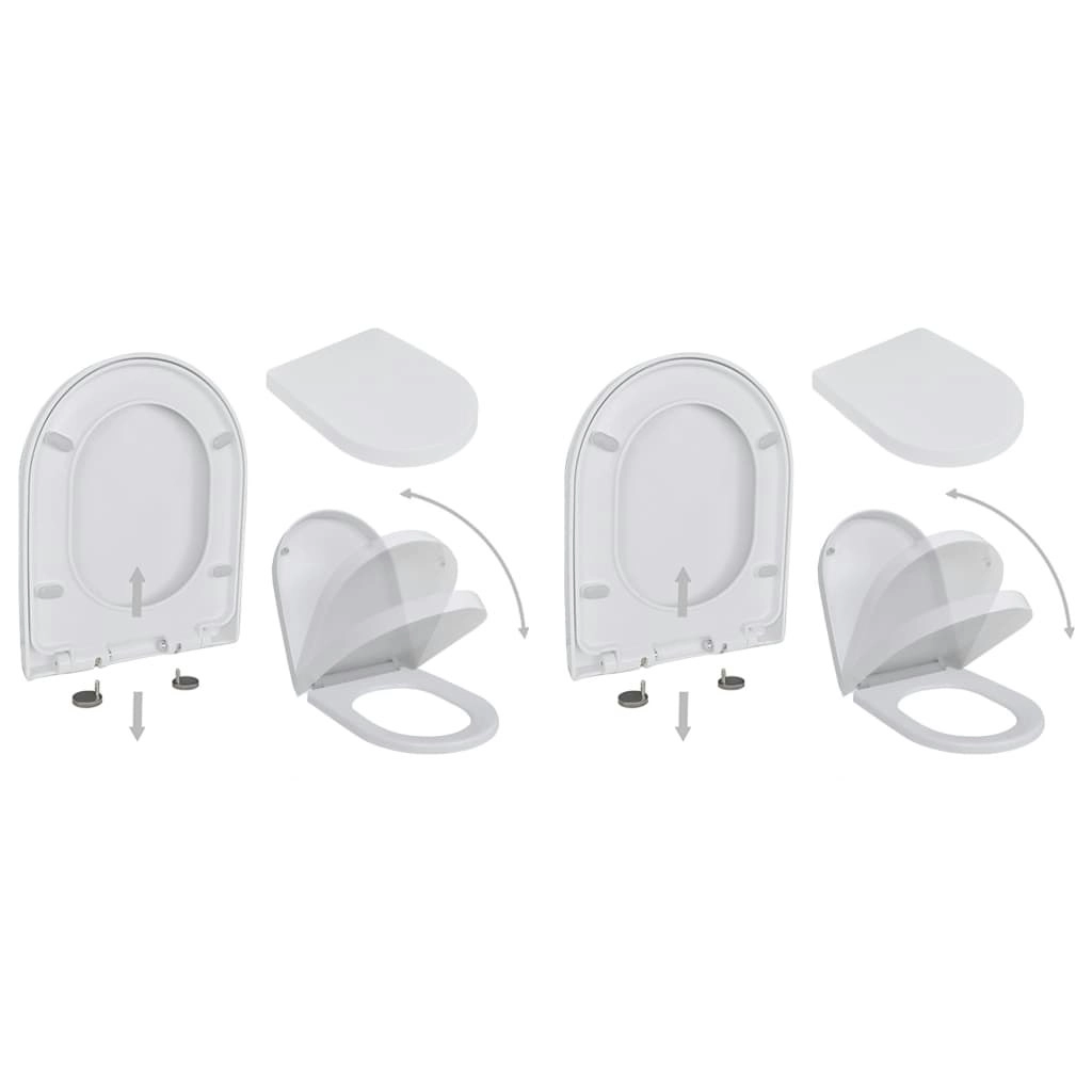 Toilet Seats with Soft Close Lids 2 pcs Plastic White 275930