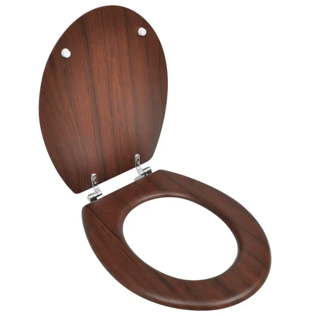 WC Toilet Seat MDF Lid Simple Design Brown 140803