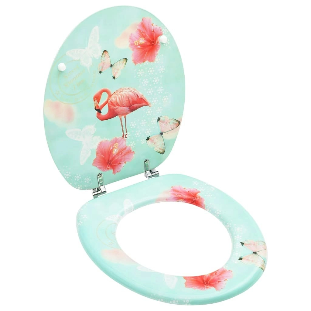 WC Toilet Seat with Lid MDF Flamingo Design 146905