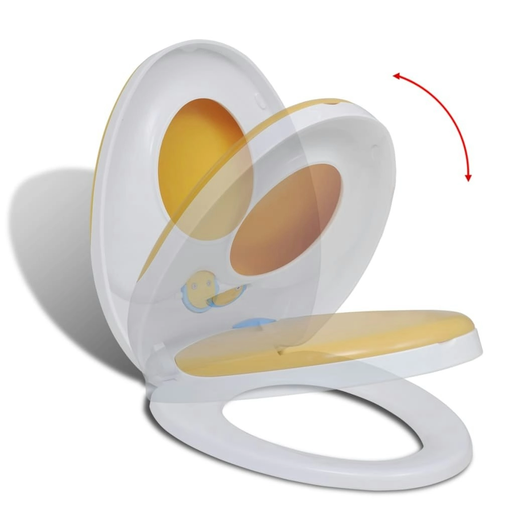 White & Yellow Soft-close Toilet Seat Adults/Children 141766