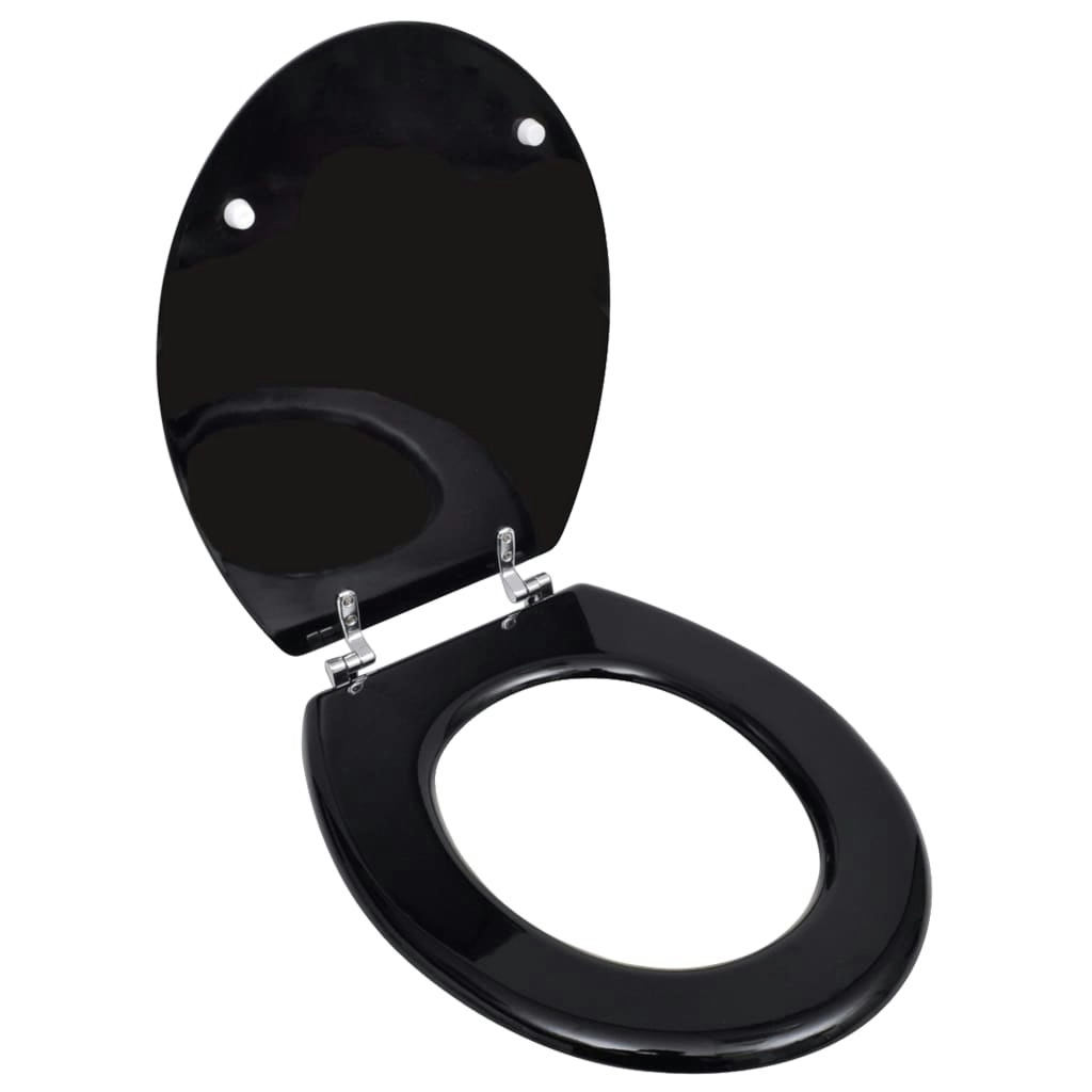 WC Toilet Seat MDF Lid Simple Design Black 140802