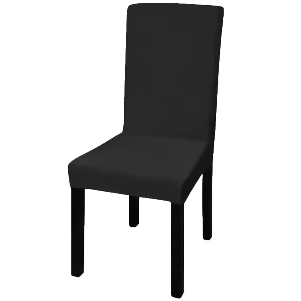 6 pcs Black Straight Stretchable Chair Cover 130378