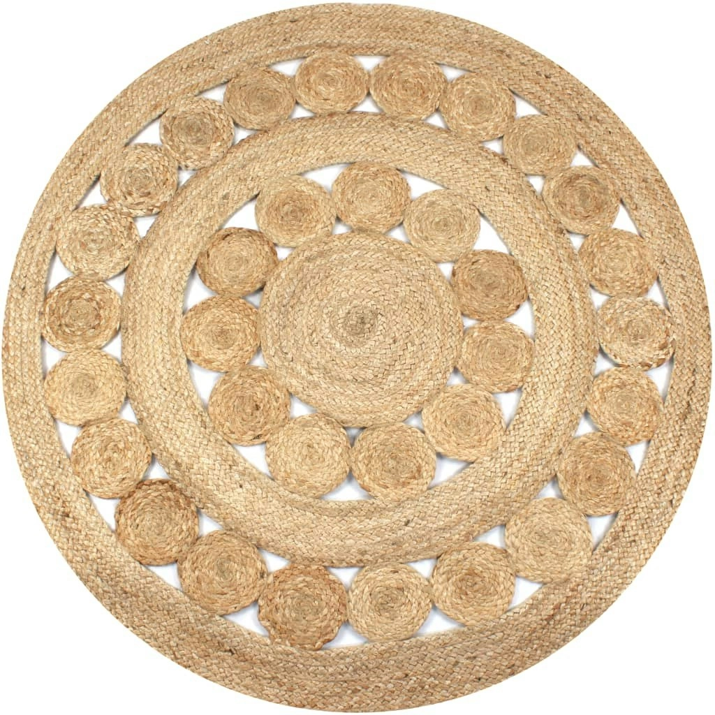 Area Rug Braided Design Jute 150 cm Round 245344