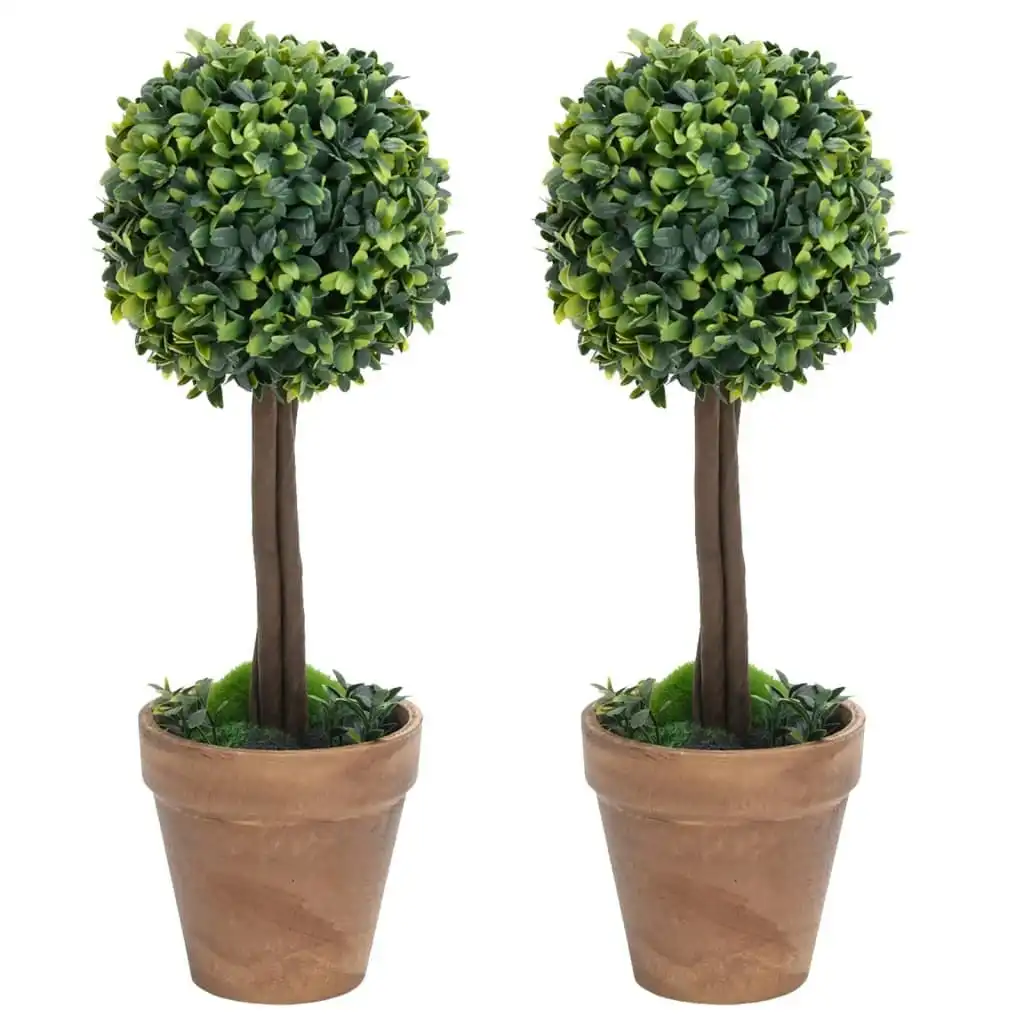 Artificial Boxwood Plants 2 pcs with Pots Ball Shaped Green 56 cm 336517