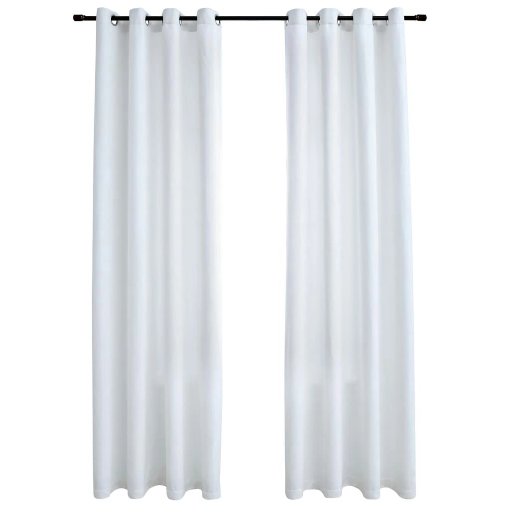 Blackout Curtains with Metal Rings 2 pcs Off White 140x225 cm 134483