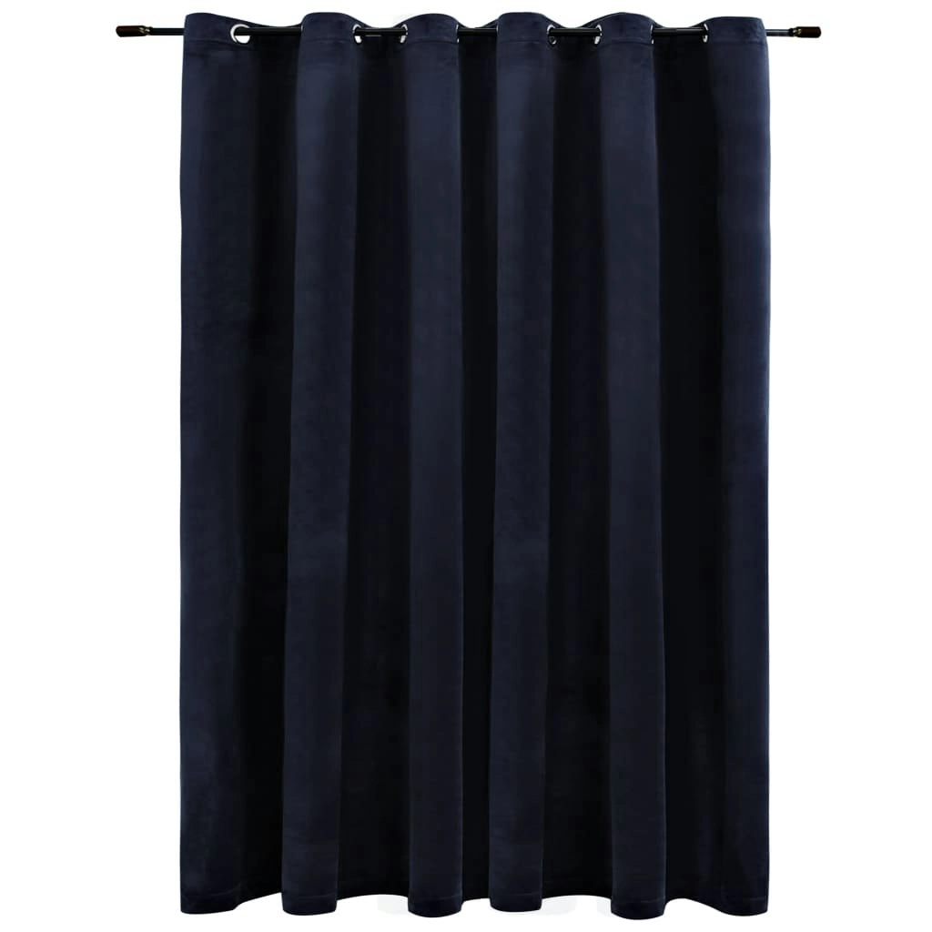 Blackout Curtain with Metal Rings Velvet Black 290x245 cm 134491