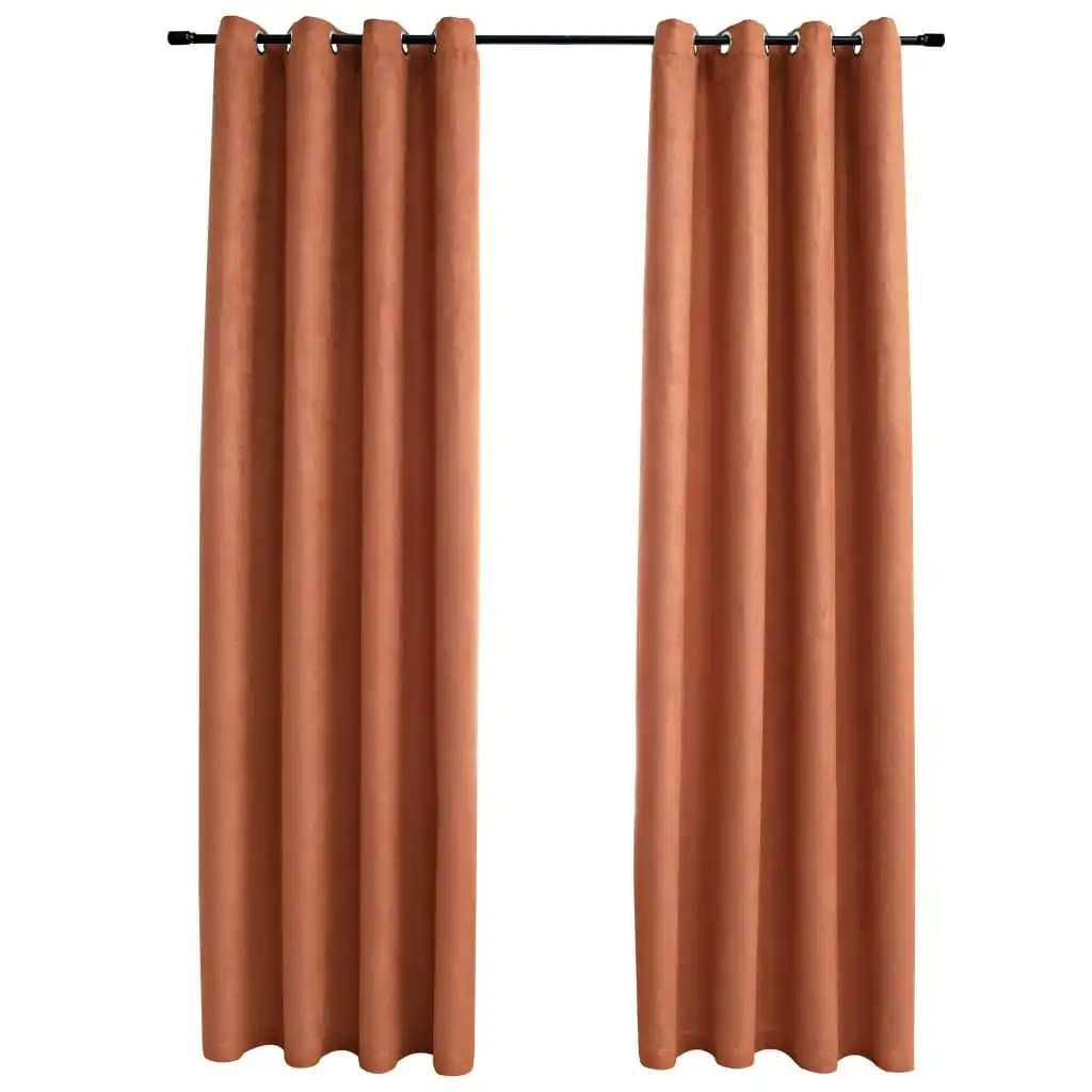 Blackout Curtains with Metal Rings 2 pcs Rust 140x225 cm 134471