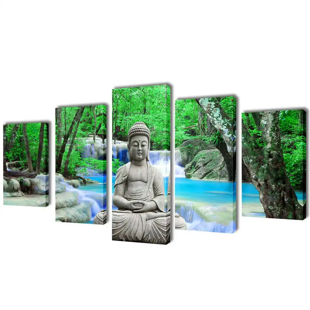 Canvas Wall Print Set Buddha 100 x 50 cm 241588