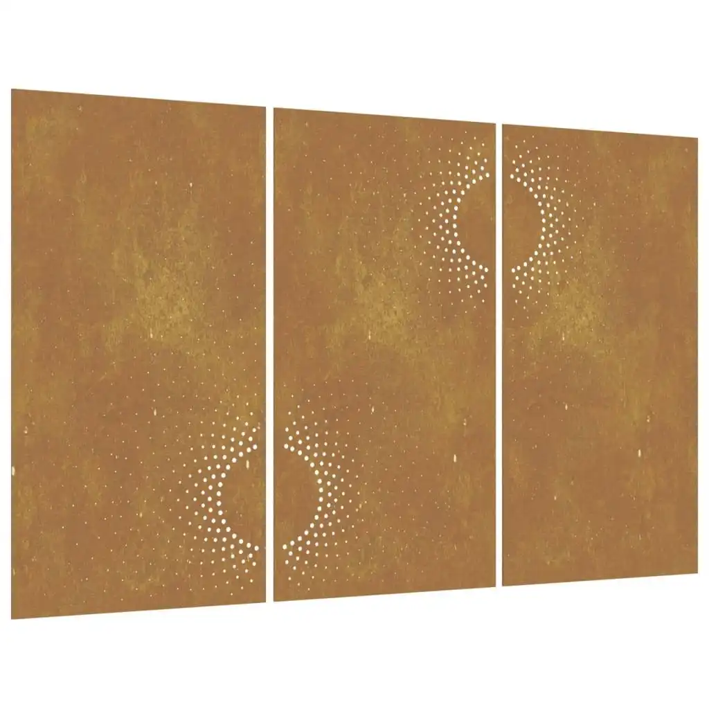 Garden Wall Decorations 3 pcs 105x55 cm Corten Steel Sun Design 824512