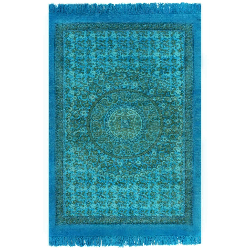 Kilim Rug Cotton 160x230 cm with Pattern Turquoise 246568