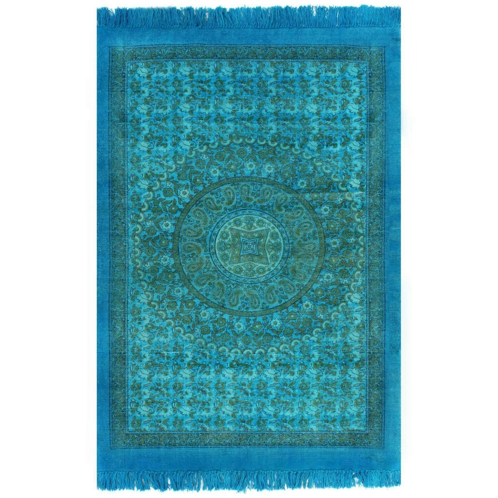 Kilim Rug Cotton 120x180 cm with Pattern Turquoise 246567