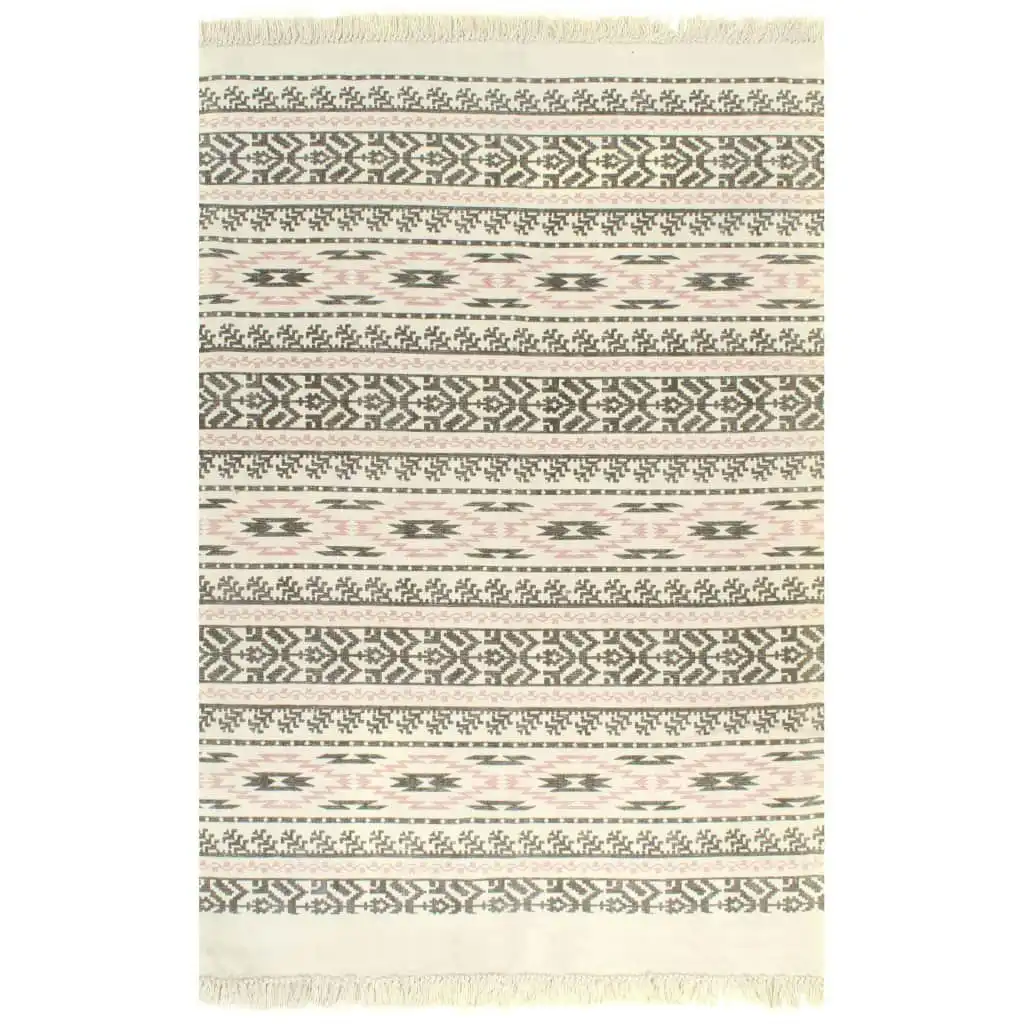 Kilim Rug Cotton 120x180 cm with Pattern Grey/Pink 246543