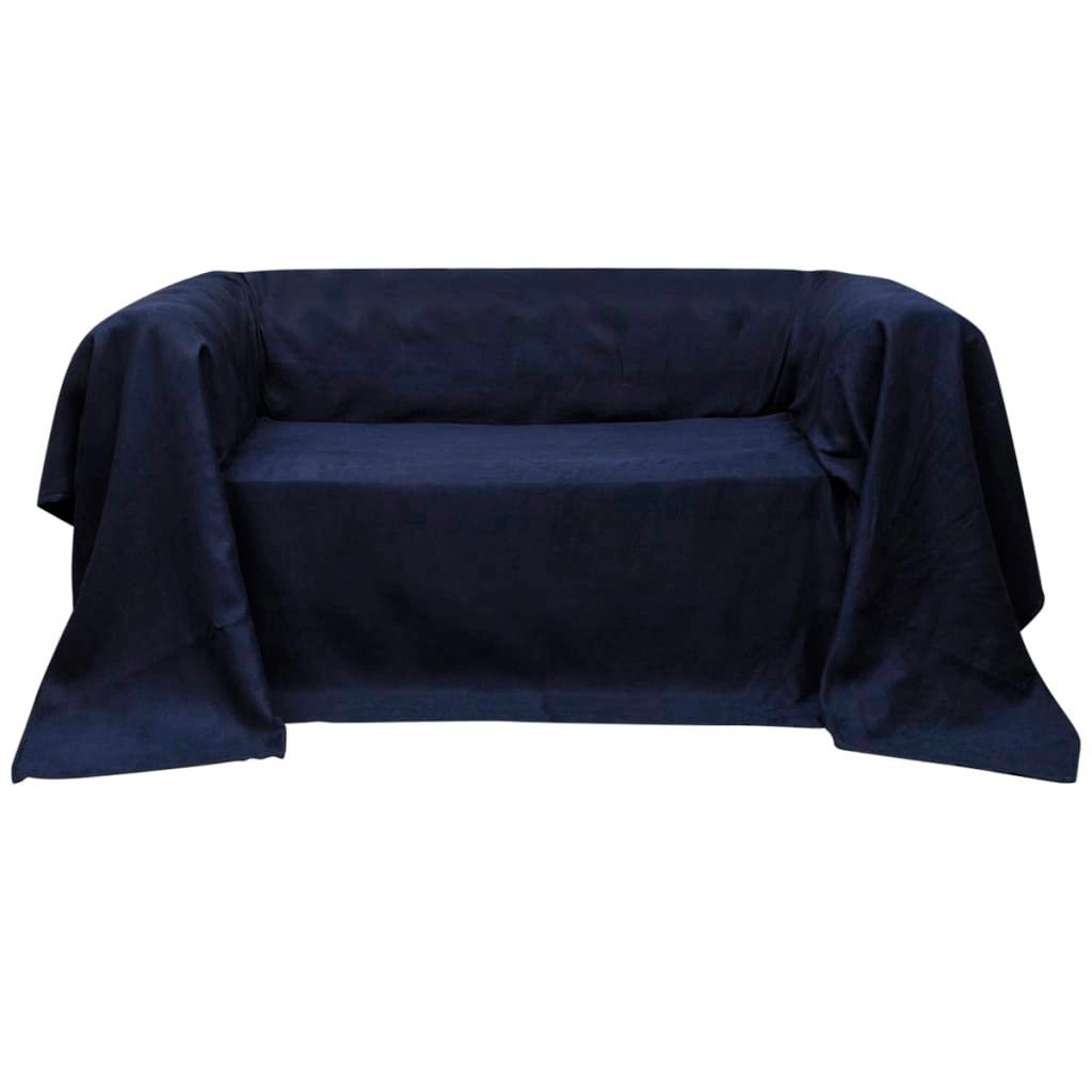 Micro-suede Couch Slipcover Navy Blue 270 x 350 cm 130900